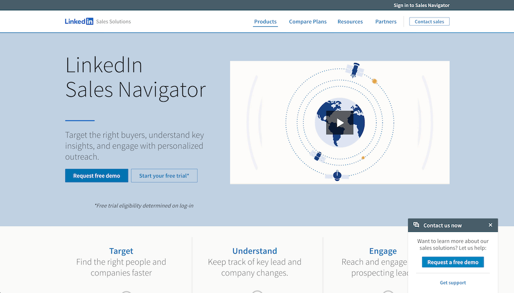 Screenshot of the LinkedIn Sales Navigator website